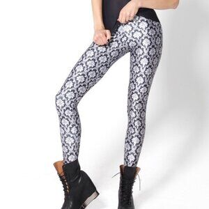 Nwot Blackmilk metallic silver wallpaper retro pattern Sm leggings